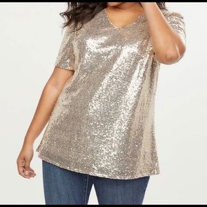 Lane Bryant Gold Sequin Top Size 16 BNWT.